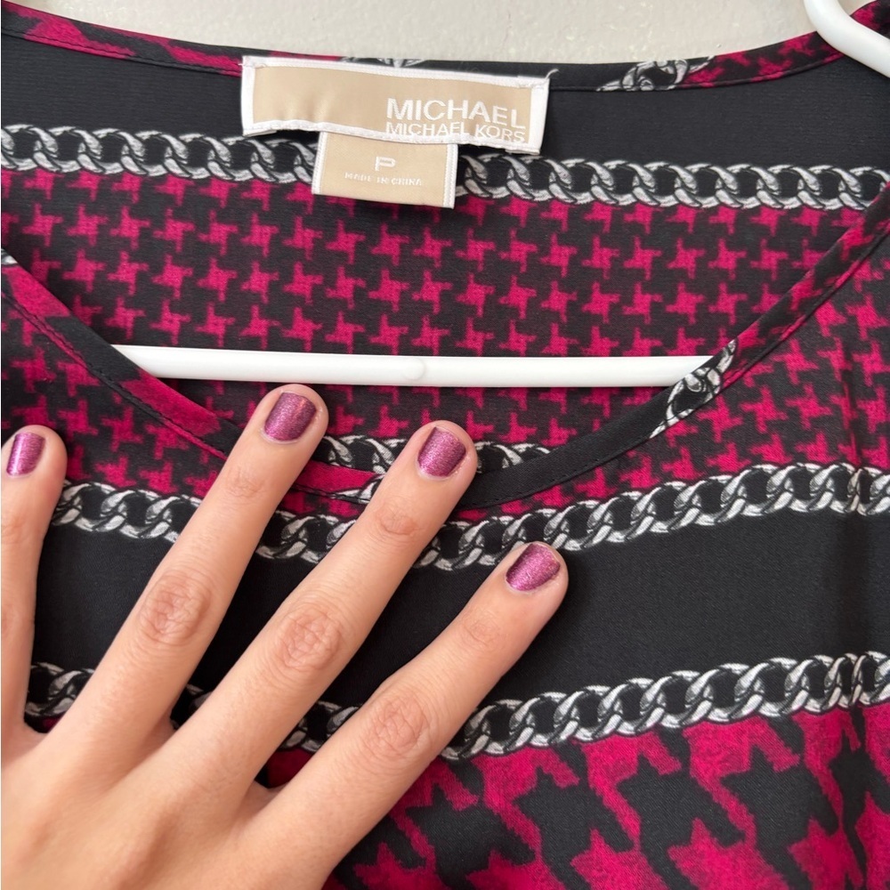 Grunge Michael Kors Cropped Stripe‎ Black Pink Punk Eclectic Sleeve Top - Small - Picture 9 of 11
